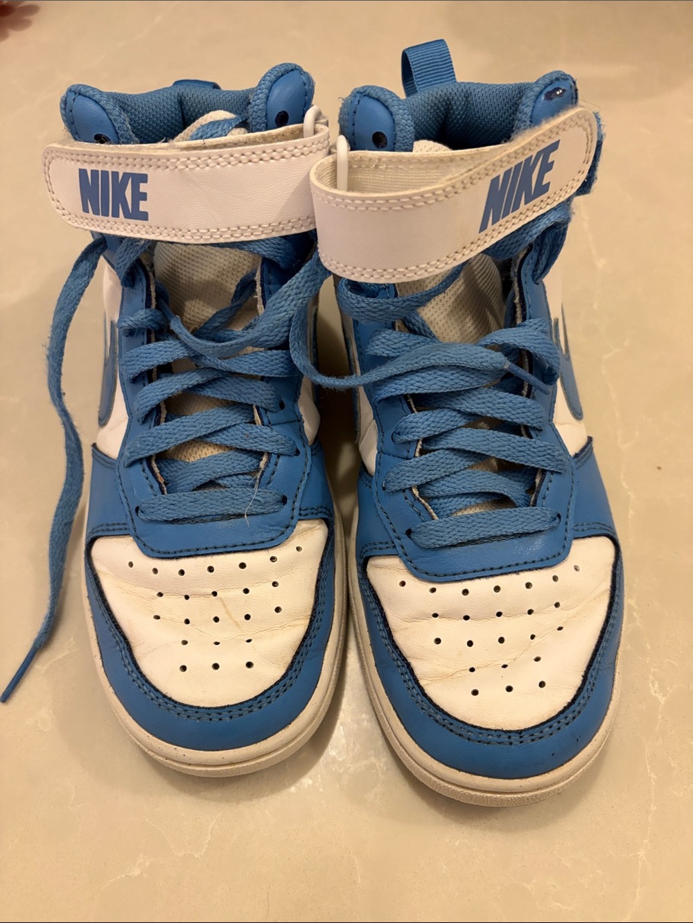 Nike Kids High-Top Sneakers in Light Blue and White